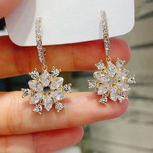 "Beautiful Gifts Pear CZ Sweet Flower Drop Earrings, GPMB1410